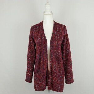 J. Jill Women's Small Purple & White Cotton Blend Open Front Cardigan